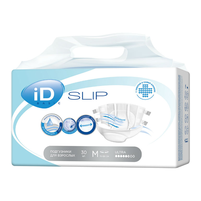 Подгузники д/взр ID Slip Basic Ultra р. M 30шт