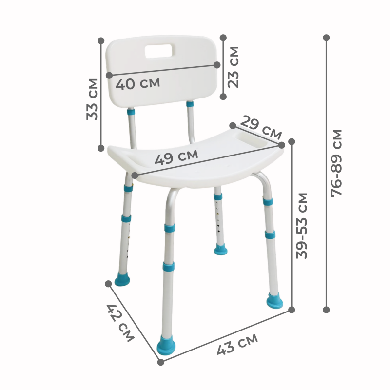 Стульчик со спинкой для ванной комнаты.