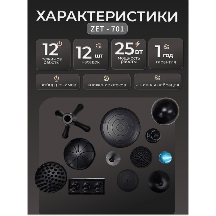 Ручной перкуссионный массажер  ZENET ZET-705