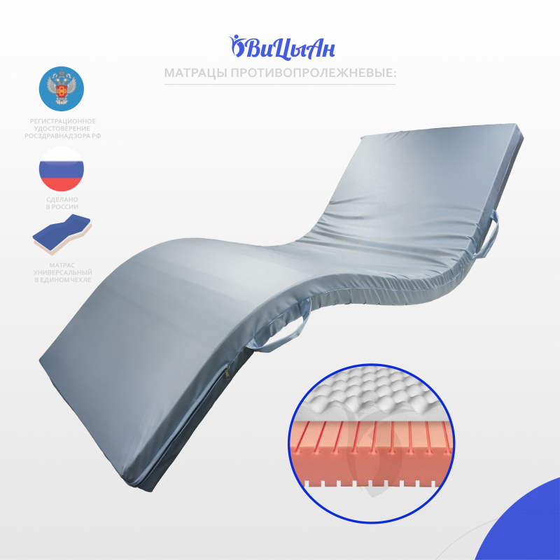 Матрац противопролежневый "полиуретановый (с натуральным латексом) " ТК12(размер в описании)
